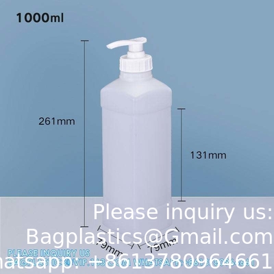 1L Plastic HDPE fles voor shampoo haar Vloeibare verpakking met pomp deksel pomp sproeier Plastic schroef kap