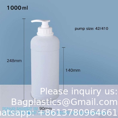 1L Plastic HDPE fles voor shampoo haar Vloeibare verpakking met pomp deksel pomp sproeier Plastic schroef kap