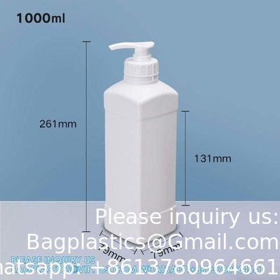 1L Plastic HDPE fles voor shampoo haar Vloeibare verpakking met pomp deksel pomp sproeier Plastic schroef kap