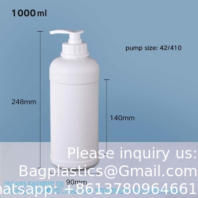 1L Plastic HDPE fles voor shampoo haar Vloeibare verpakking met pomp deksel pomp sproeier Plastic schroef kap