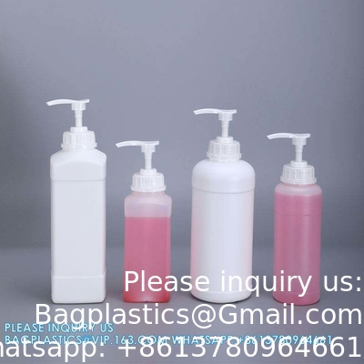 1L Plastic HDPE fles voor shampoo haar Vloeibare verpakking met pomp deksel pomp sproeier Plastic schroef kap