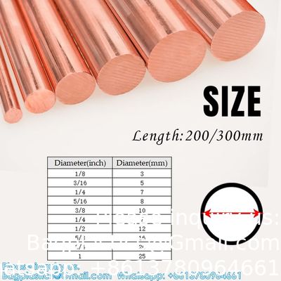 Ruime koperen staaf met een diameter van 8 mm Messing metalen staaf 1/4" ((7mm) Dia 7.87" Lengte CU