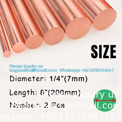 Ruime koperen staaf met een diameter van 8 mm Messing metalen staaf 1/4" ((7mm) Dia 7.87" Lengte CU