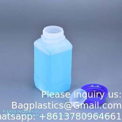 Groothandel HDPE lege kleine plastic poeder vaste stoffen Container Chemische vloeistoffflessen met ringkap