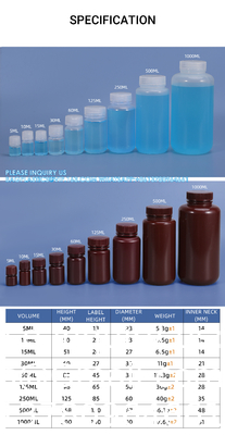 5 ml-1000 ml laboratorium PP breedmond HDPE Amber wit sterilisatie type container reagensfles