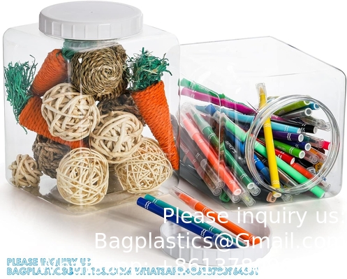 Plastic potten, Plastic gallon containers met deksels, Grote vierkant Plastic voedselopslag potten Voor keuken, droog voedsel, snack