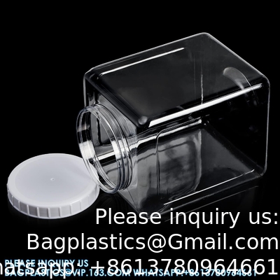 Plastic potten, Plastic gallon containers met deksels, Grote vierkant Plastic voedselopslag potten Voor keuken, droog voedsel, snack