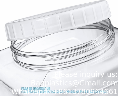 Plastic potten, Plastic gallon containers met deksels, Grote vierkant Plastic voedselopslag potten Voor keuken, droog voedsel, snack