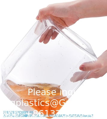 Plastic potten, Plastic gallon containers met deksels, Grote vierkant Plastic voedselopslag potten Voor keuken, droog voedsel, snack