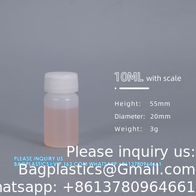 10 ml schaal Plastic ronde fles HDPE lege reagens fles voor chemische vloeistof opslag Plastic schroef dop