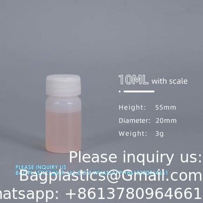 10 ml schaal Plastic ronde fles HDPE lege reagens fles voor chemische vloeistof opslag Plastic schroef dop