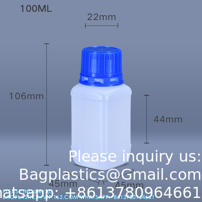 100 ml reagens Plastic fles Wit lege HDPE flessen met inwendige deksel voor de opslag van chemische vloeibare poeder
