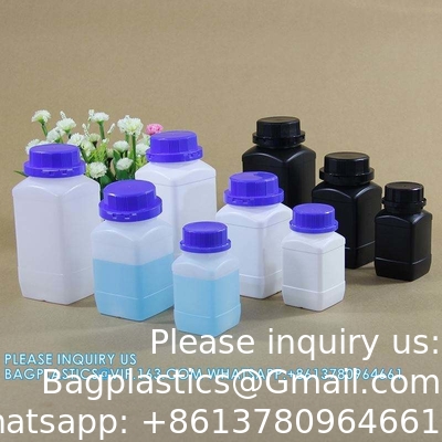 Leeg 250 ml 500 ml 1000 ml breed mond reagens Plastic vierkant fles met binnenkap
