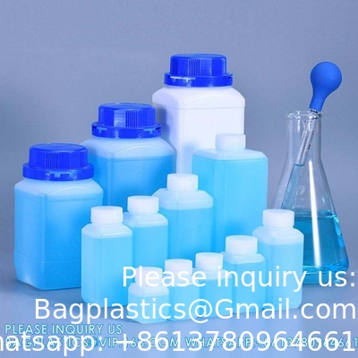 Leeg 250 ml 500 ml 1000 ml breed mond reagens Plastic vierkant fles met binnenkap