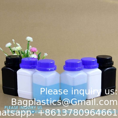 Leeg 250 ml 500 ml 1000 ml breed mond reagens Plastic vierkant fles met binnenkap