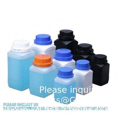 Leeg 250 ml 500 ml 1000 ml breed mond reagens Plastic vierkant fles met binnenkap