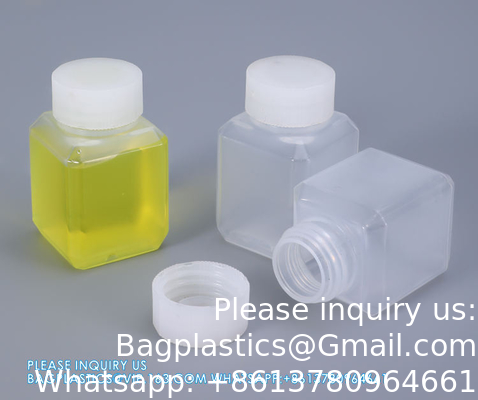 Leeg 250 ml 500 ml 1000 ml breed mond reagens Plastic vierkant fles met binnenkap