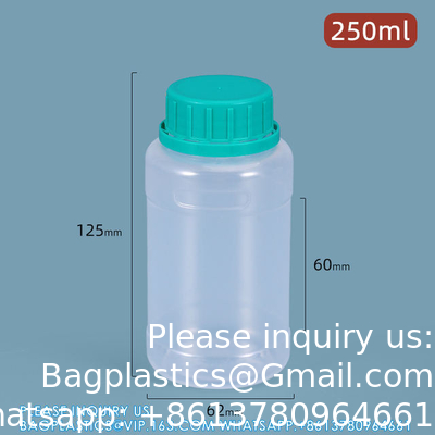 Duidelijke 250 ml Ronde Plastic Vloeibare Reagentiaopslag Container Voedsel PP materiaal Fles Luchtdicht Afdichting