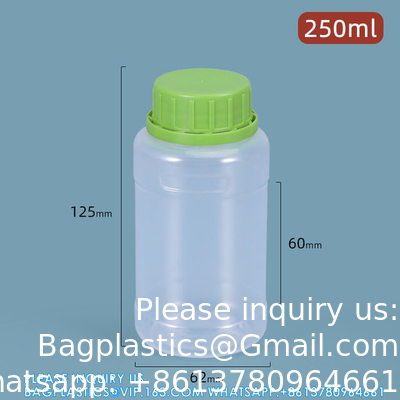 Duidelijke 250 ml Ronde Plastic Vloeibare Reagentiaopslag Container Voedsel PP materiaal Fles Luchtdicht Afdichting