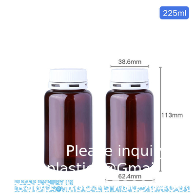 225 ml 300 ml Pillen Medisch Amber PET Farmaceutisch Pillen Capsule Medische flessen met manipulatieveilig deksel