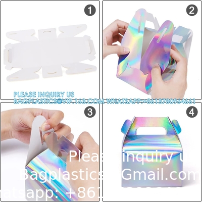 Holografische cadeau doos Cake Candy Biscuit Verpakking Draagbare karton Voor bruiloft en verjaardag feesten