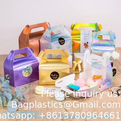 Holografische cadeau doos Cake Candy Biscuit Verpakking Draagbare karton Voor bruiloft en verjaardag feesten