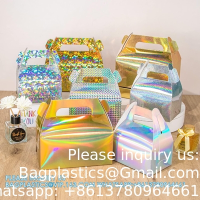 Holografische cadeau doos Cake Candy Biscuit Verpakking Draagbare karton Voor bruiloft en verjaardag feesten