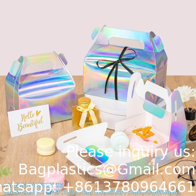 Holografische cadeau doos Cake Candy Biscuit Verpakking Draagbare karton Voor bruiloft en verjaardag feesten