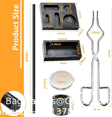 Grafiettorch smeltgiet kit, met inbegrip van 2 grafiet smeltstokken, grafiet gietvorm 5-in-1 grafiet