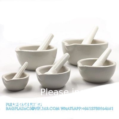 Porseleinen mortel &amp; Pestle Set, 9oz (275ml) - Ongelast slijpoppervlak - Uitstekend voor keuken of laboratorium
