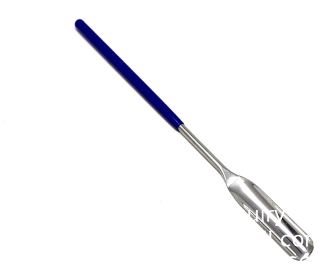 Roestvrij staal micro lab scoop half afgeronde lepel spatula sampler met vinyl handvat (9&quot;) roestvrij staal micro lab