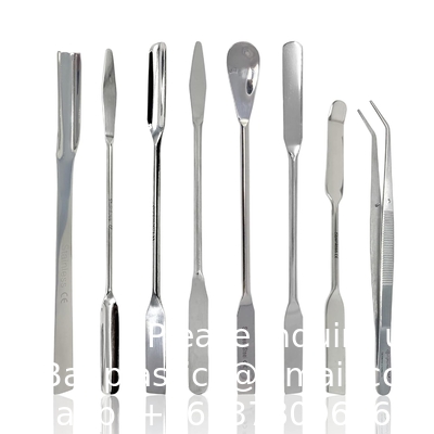 Roestvrij staal micro lab scoop half afgeronde lepel spatula sampler met vinyl handvat (9&quot;) roestvrij staal micro lab
