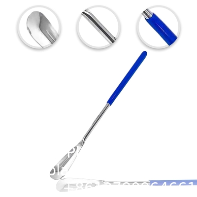 Roestvrij staal micro lab scoop half afgeronde lepel spatula sampler met vinyl handvat (9&quot;) roestvrij staal micro lab