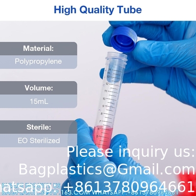Centrifugebuizen 15 ml, kegelvormige buizen steriele 50 stuks, polypropyleen, lekvrije schroefkappen, plastic container