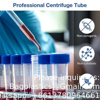 Centrifugebuizen 15 ml, kegelvormige buizen steriele 50 stuks, polypropyleen, lekvrije schroefkappen, plastic container