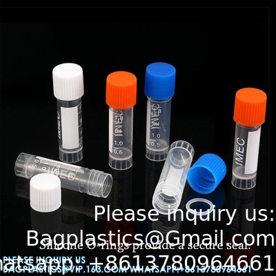 2 ml Plastic kleine flacons met schroefkappen Proefbuizen Cryotubes, PP materiaal, vrij van DNase, RNase, menselijk DNA