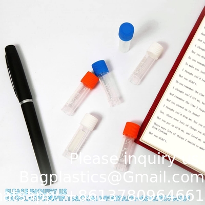 2 ml Plastic kleine flacons met schroefkappen Proefbuizen Cryotubes, PP materiaal, vrij van DNase, RNase, menselijk DNA