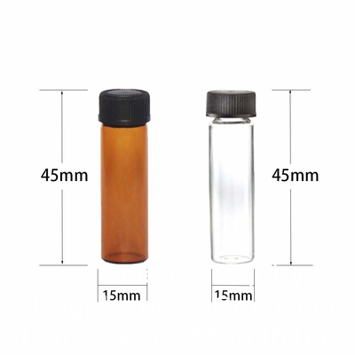 Verpakking van 100 glazen injectieflacons met zwarte fenolische schroefkap (4 ml, helder) Dram Amber Glass Flacons