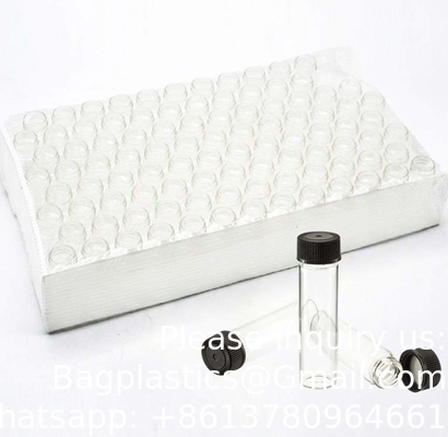 Verpakking van 100 glazen injectieflacons met zwarte fenolische schroefkap (4 ml, helder) Dram Amber Glass Flacons