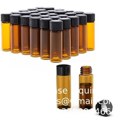 Verpakking van 100 glazen injectieflacons met zwarte fenolische schroefkap (4 ml, helder) Dram Amber Glass Flacons