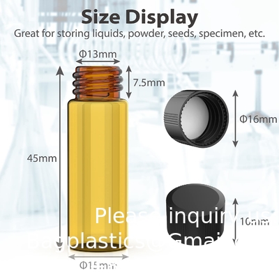 Verpakking van 100 glazen injectieflacons met zwarte fenolische schroefkap (4 ml, helder) Dram Amber Glass Flacons