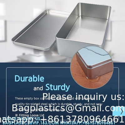 Zilveren metalen blikdozen - Grote containers, houder voor autosleutels, koekjes, potloodkas, 8,2 x 4,7 x 2,4 inch
