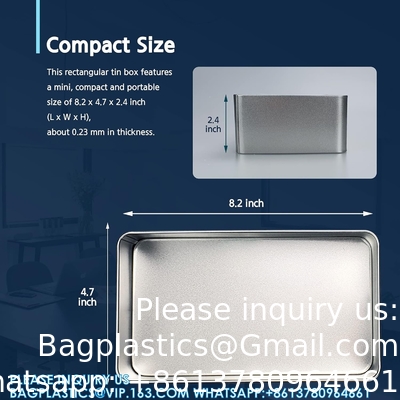 Zilveren metalen blikdozen - Grote containers, houder voor autosleutels, koekjes, potloodkas, 8,2 x 4,7 x 2,4 inch