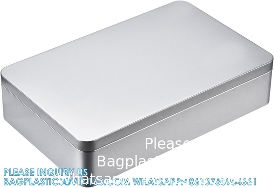 8.5 bij 5,3 bij 1,9 inch zilveren rechthoekige lege tin doos containers, cadeau, sieraden en opslag tin kit, Home Organizer