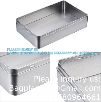 8.5 bij 5,3 bij 1,9 inch zilveren rechthoekige lege tin doos containers, cadeau, sieraden en opslag tin kit, Home Organizer
