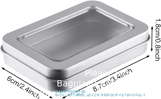 Metalen blikdozen Metalen blikjes met deksels Doorzichtige bovenkant blikjes Box lege opslagblikjes Koffer rechthoekige containers met grote