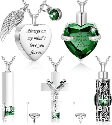 Urn Ketting Voor As Herinneringsstuk Verbranding Hart Kruis Kubische Sieraden Voor As Roestvrij staal Herdenkings medaillon As