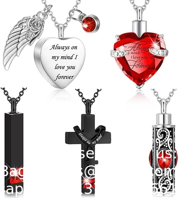 Urn Ketting Voor As Herinneringsstuk Verbranding Hart Kruis Kubische Sieraden Voor As Roestvrij staal Herdenkings medaillon As