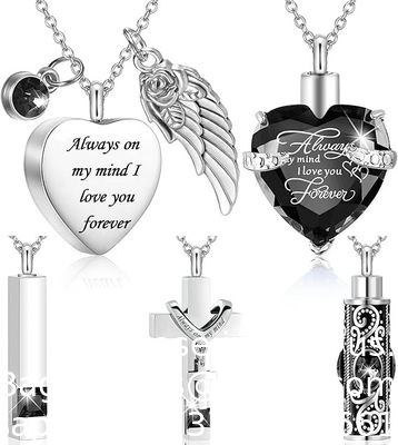 Urn Ketting Voor As Herinneringsstuk Verbranding Hart Kruis Kubische Sieraden Voor As Roestvrij staal Herdenkings medaillon As