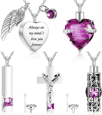 Urn Ketting Voor As Herinneringsstuk Verbranding Hart Kruis Kubische Sieraden Voor As Roestvrij staal Herdenkings medaillon As
